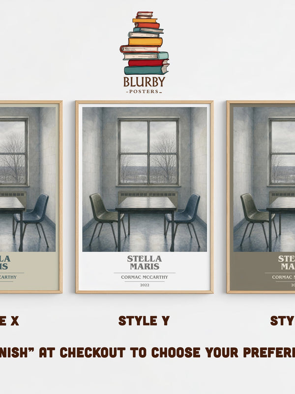 Stella Maris book cover print in frame leaning in hallway – literary fiction wall art