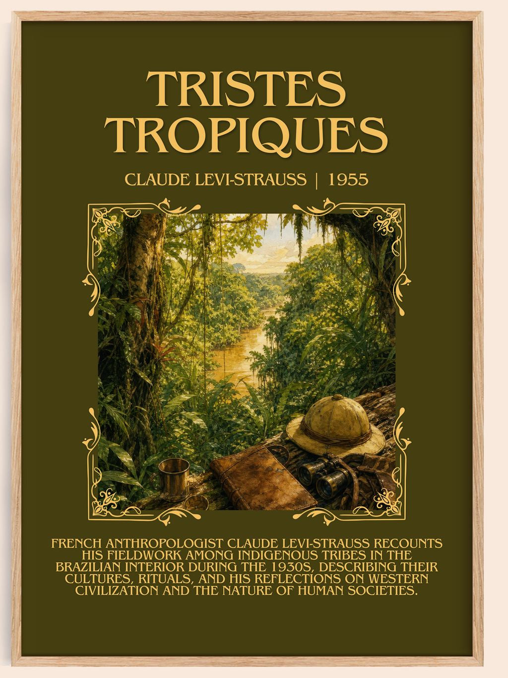 Tristes Tropiques Minimalist Book Poster by Claude Lévi-Strauss – book poster
