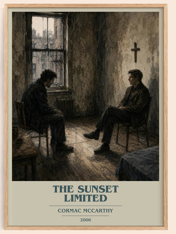 The Sunset Limited book cover book poster by Cormac Mccarthy – framed literary art print