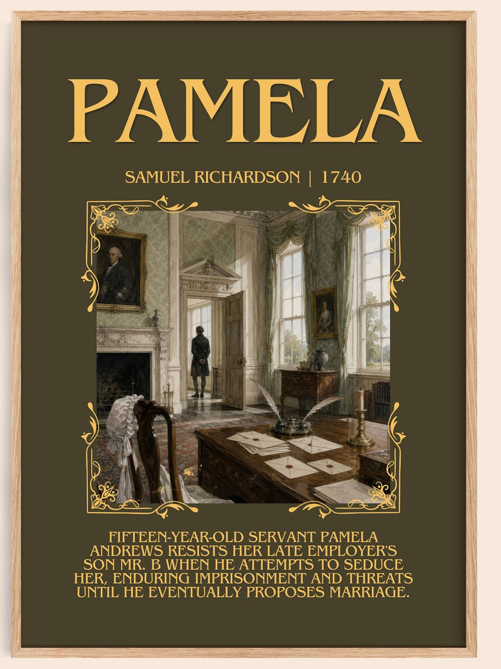 Pamela Minimalist Book Poster by Samuel Richardson – book poster