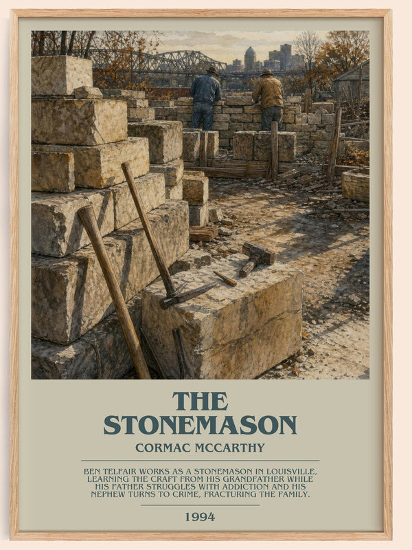 The Stonemason bookish book poster by Cormac Mccarthy – framed literary art print