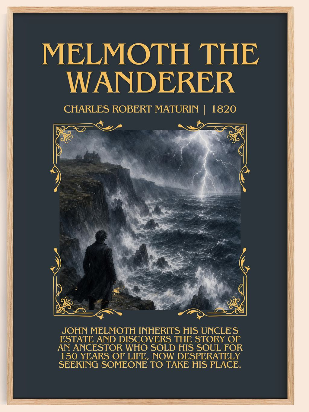 Melmoth the Wanderer Minimalist Book Poster by Charles Robert Maturin – book poster