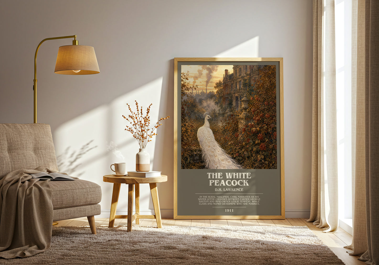 The White Peacock bookish print on bookshelf – D.H. Lawrence fan gift