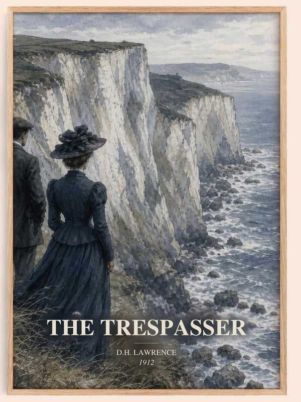 The Trespasser watercolour book poster by D.H. Lawrence – framed literary art print
