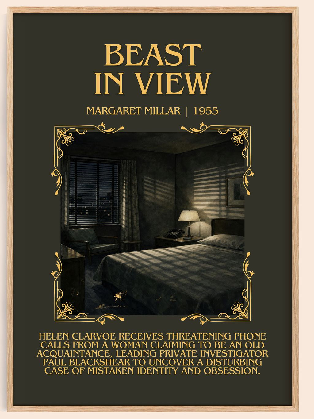Beast In View Minimalist Book Poster by Margaret Millar – book poster