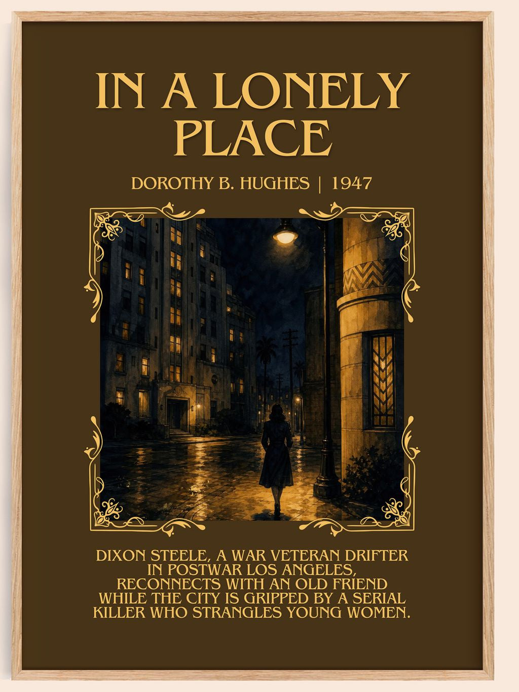 In A Lonely Place Minimalist Book Poster by Dorothy B. Hughes – book poster