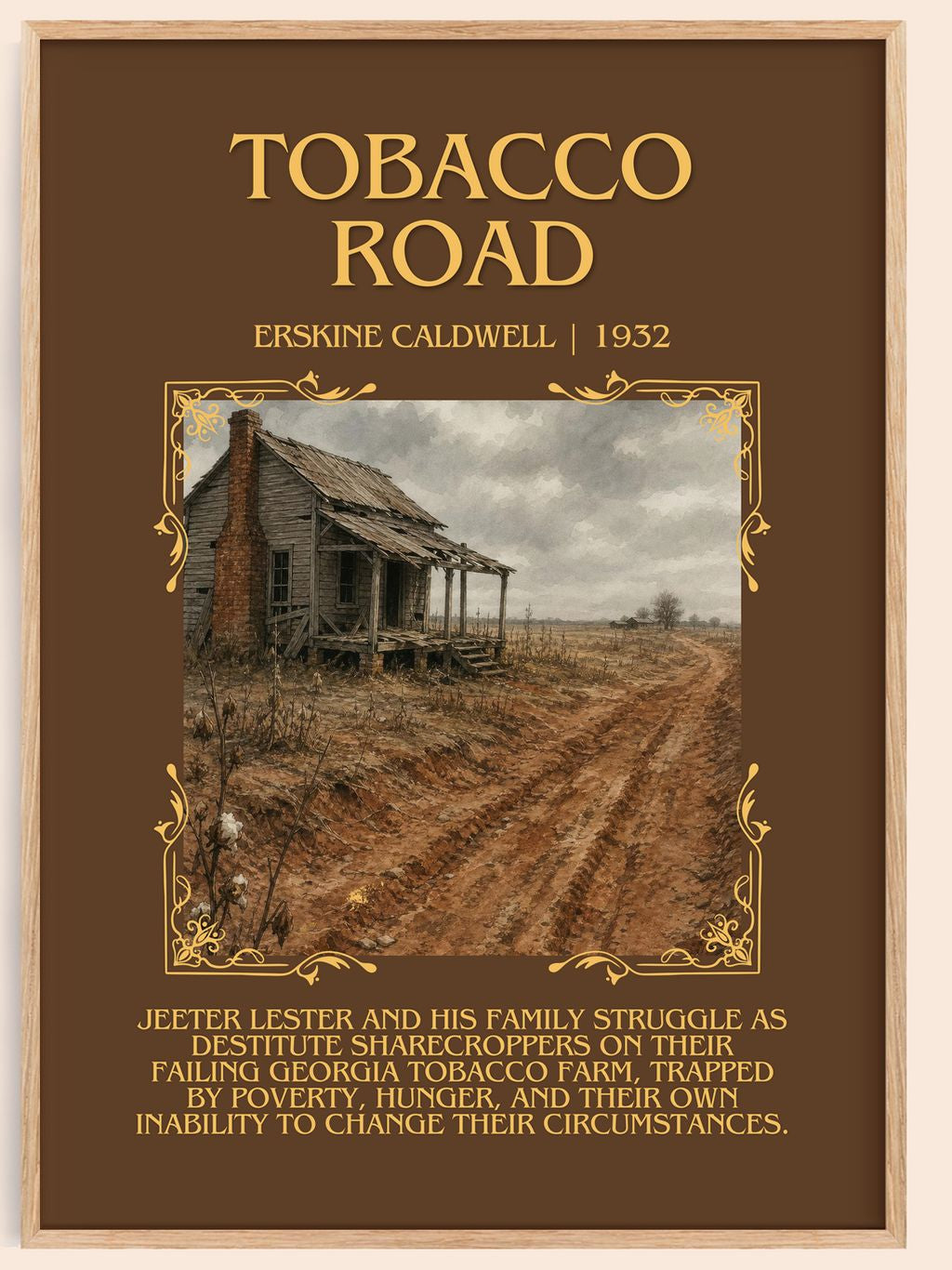 Tobacco Road Minimalist Book Poster by Erskine Caldwell – book poster