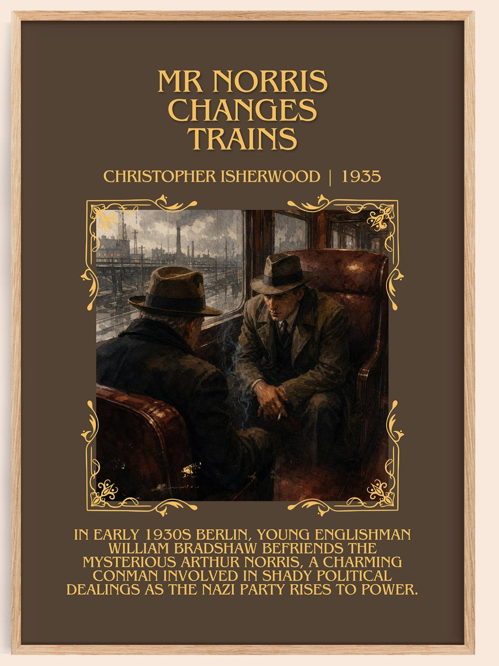 Mr Norris Changes Trains Minimalist Book Poster by C. Isherwood – book poster