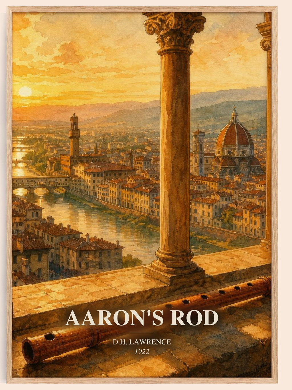 Aaron'S Rod watercolour book poster by D.H. Lawrence – framed literary art print