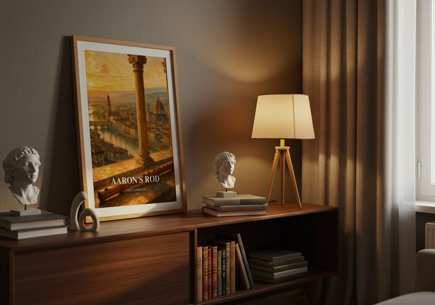 Aaron'S Rod watercolour print on bookshelf – D.H. Lawrence fan gift