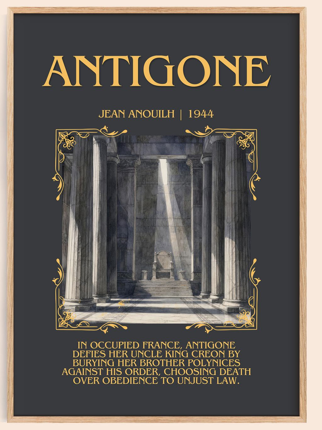 Antigone Minimalist Book Poster by Jean Anouilh – book poster