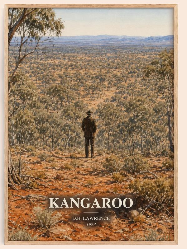 Kangaroo watercolour book poster by D.H. Lawrence – framed literary art print