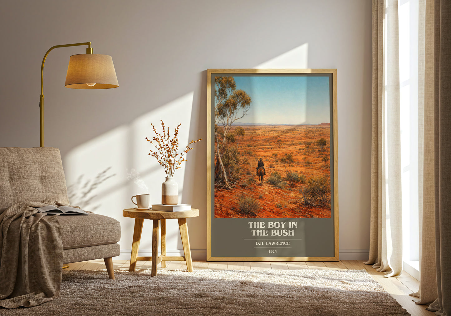 The Boy In The Bush book cover print on bookshelf – D.H. Lawrence fan gift