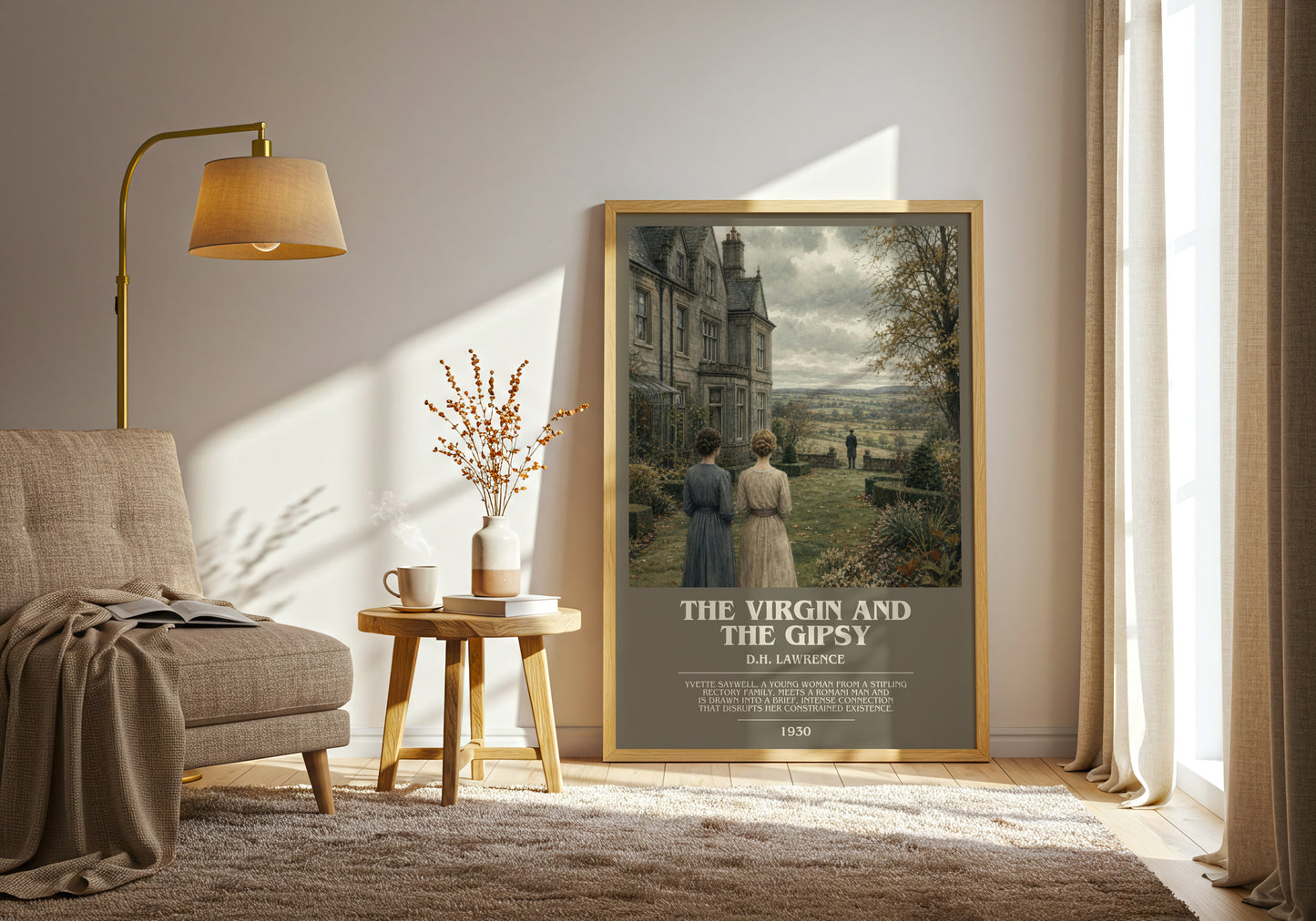 The Virgin And The Gipsy bookish print on bookshelf – D.H. Lawrence fan gift