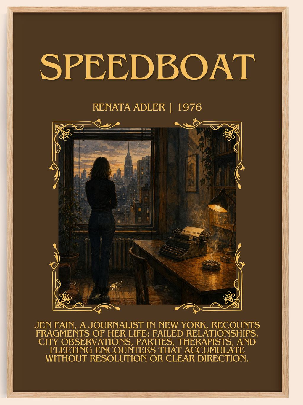 Speedboat Minimalist Book Poster by Renata Adler – book poster