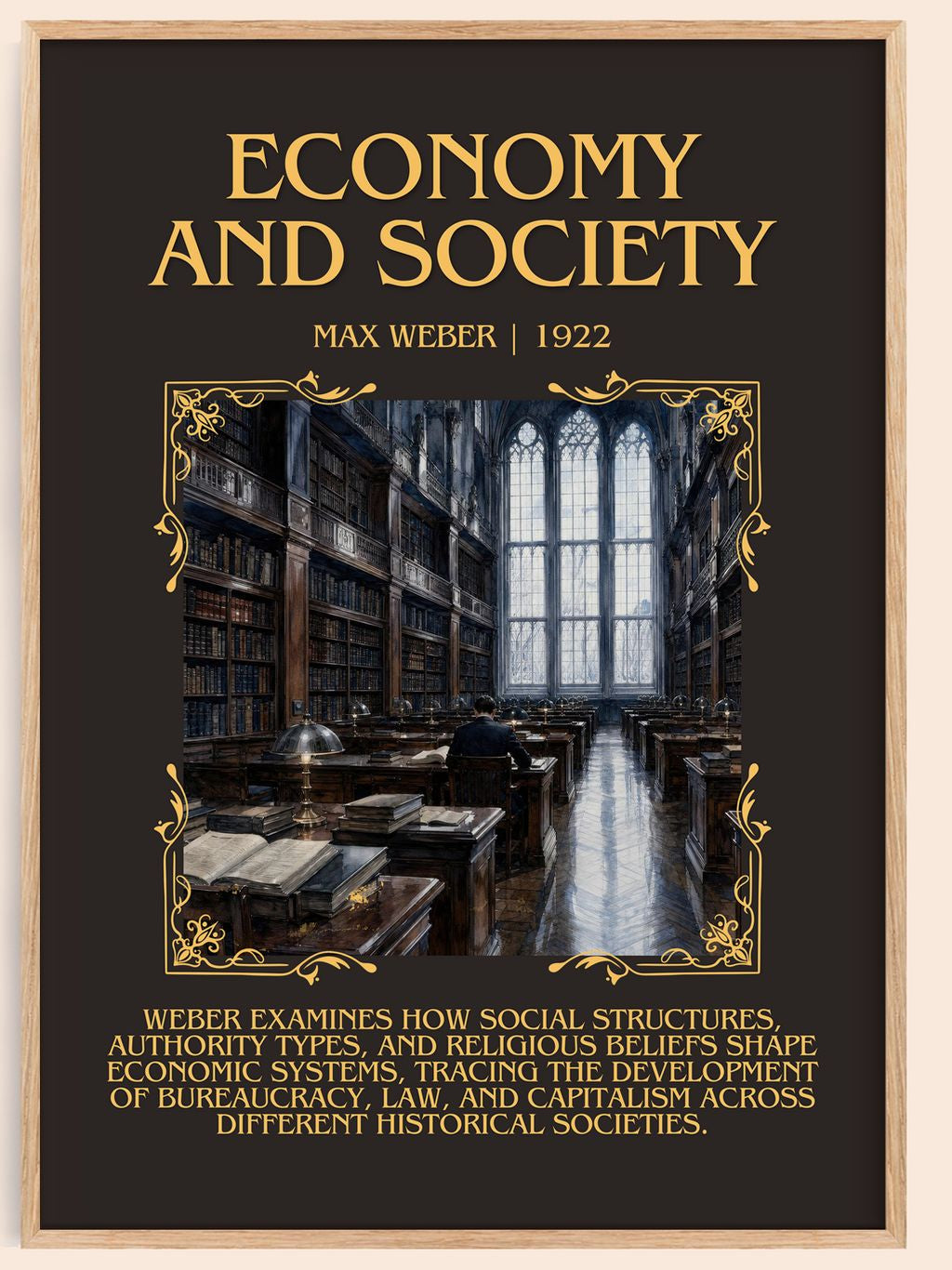 Economy and Society Minimalist Book Poster by Max Weber – book poster