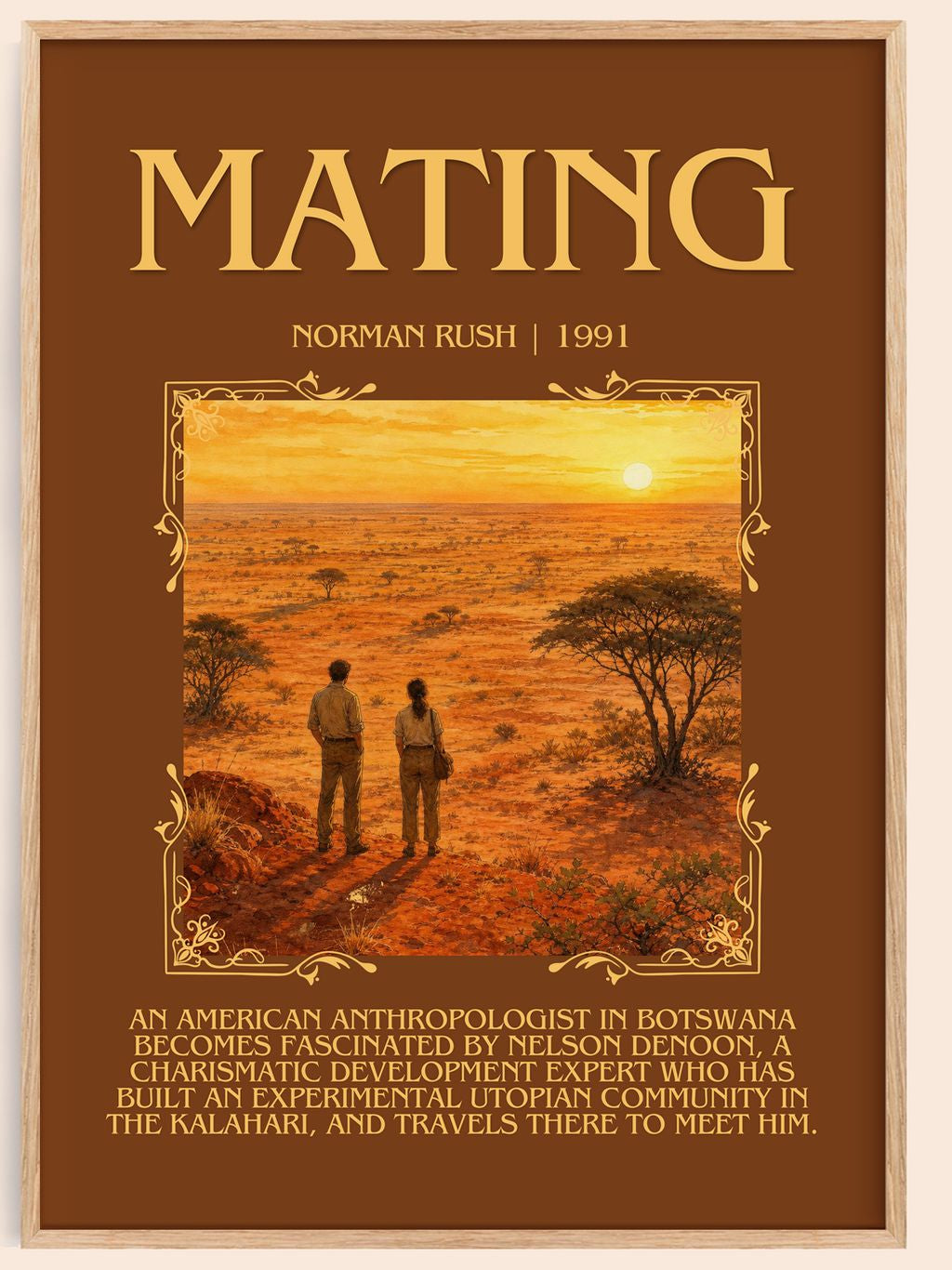 Mating Minimalist Book Poster by Norman Rush – book poster