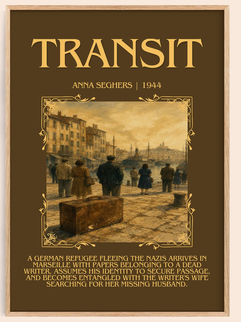 Transit Minimalist Book Poster by Anna Seghers – book poster