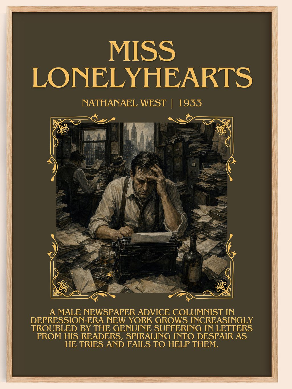 Miss Lonelyhearts Minimalist Book Poster by Nathanael West – book poster