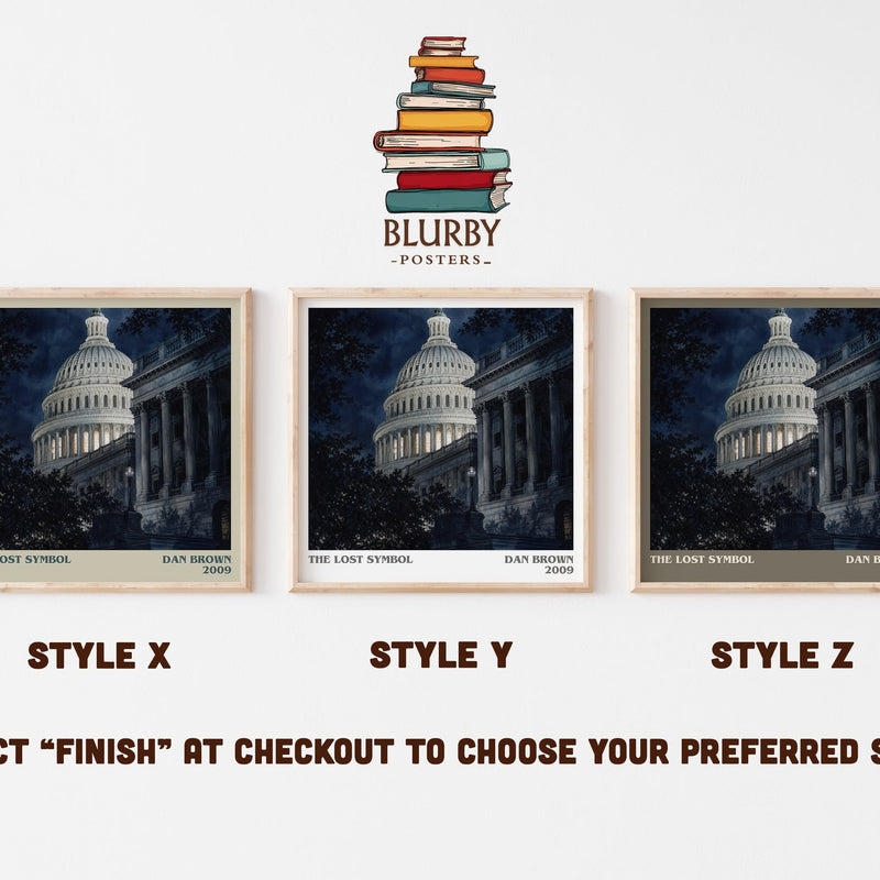 The Lost Symbol literary print in frame leaning in hallway – thriller wall art