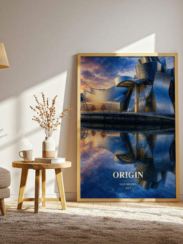 Origin watercolour print in frame leaning in hallway – thriller wall art