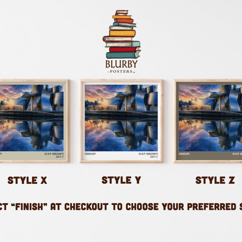 Origin literary print in frame leaning in hallway – thriller wall art