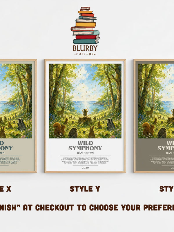 Wild Symphony bookish print in frame leaning in hallway – childrens wall art