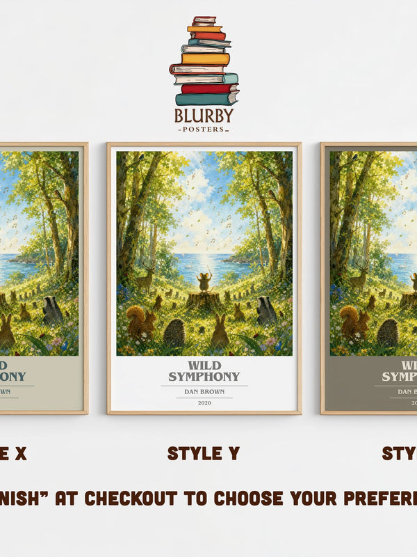 Wild Symphony book cover print in frame leaning in hallway – childrens wall art