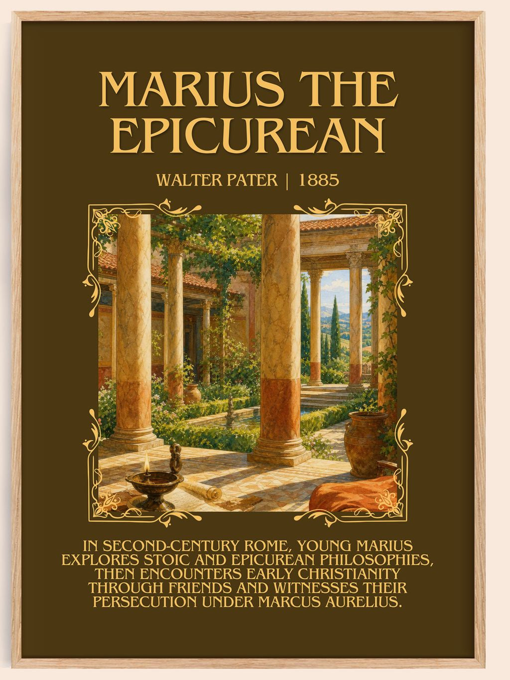 Marius the Epicurean Minimalist Book Poster by Walter Pater – book poster