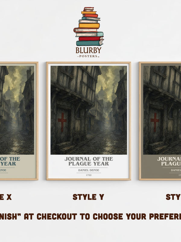 Journal Of The Plague Year book cover print in frame leaning in hallway – historical fiction wall art