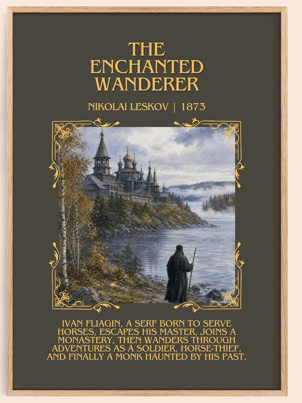The Enchanted Wanderer Minimalist Book Poster by Nikolai Leskov – book poster