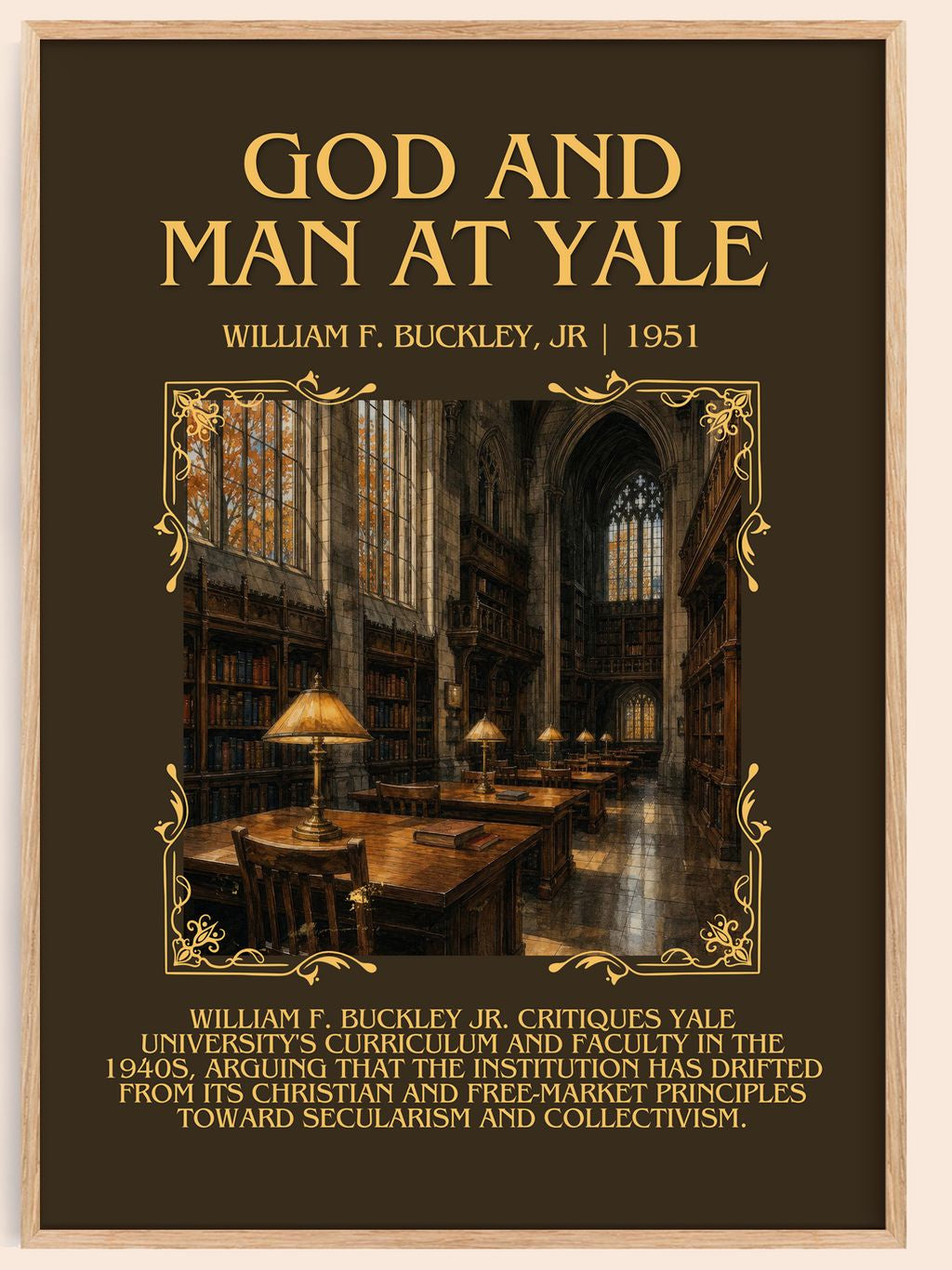 God and Man at Yale Minimalist Book Poster by William F. Buckley, Jr – book poster