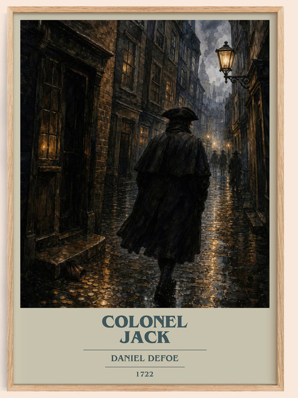Colonel Jack book cover book poster by Daniel Defoe – framed literary art print