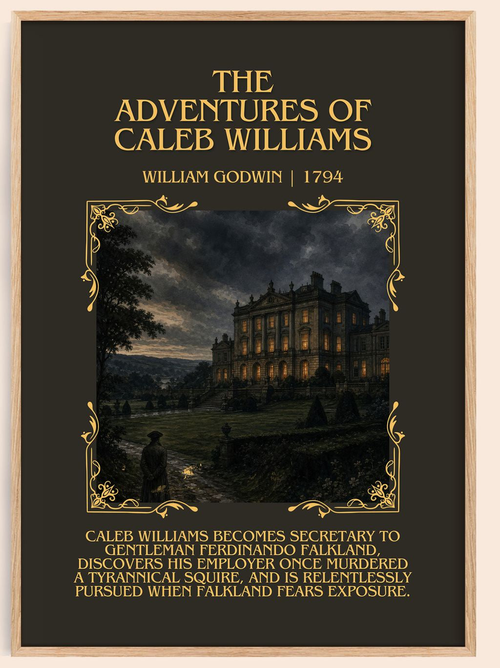 Adventures of Caleb Williams Minimalist Book Poster by William Godwin – book poster