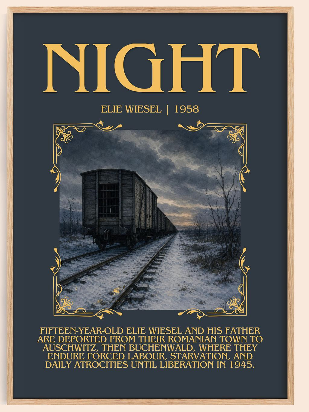 Night Minimalist Book Poster by Elie Wiesel – book poster