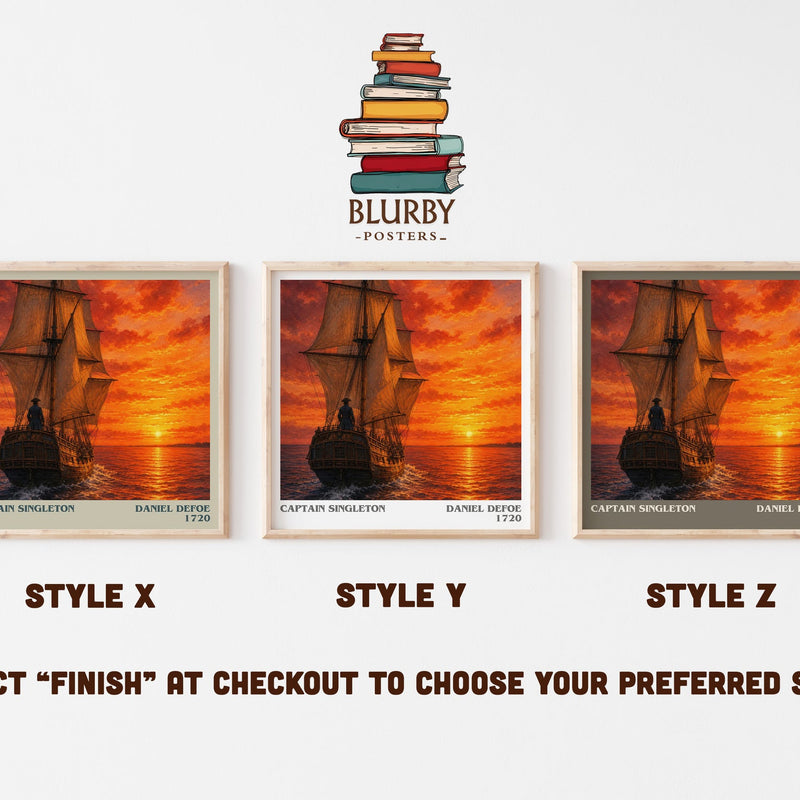 Captain Singleton literary print in frame leaning in hallway – adventure wall art