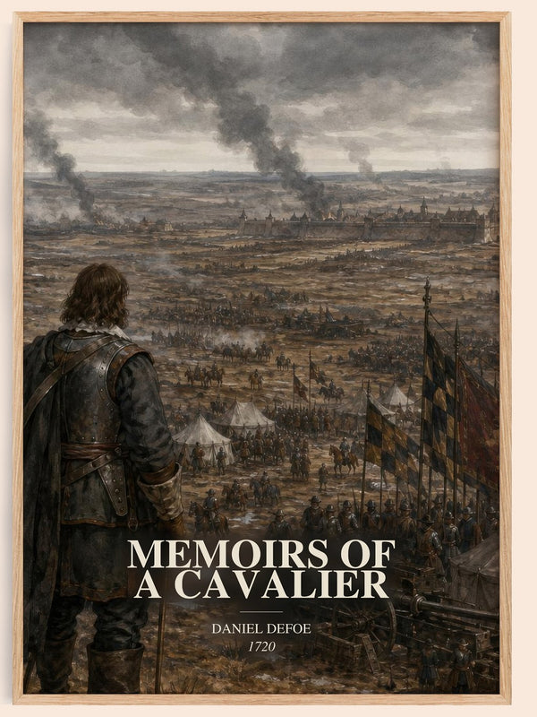 Memoirs Of A Cavalier watercolour book poster by Daniel Defoe – framed literary art print