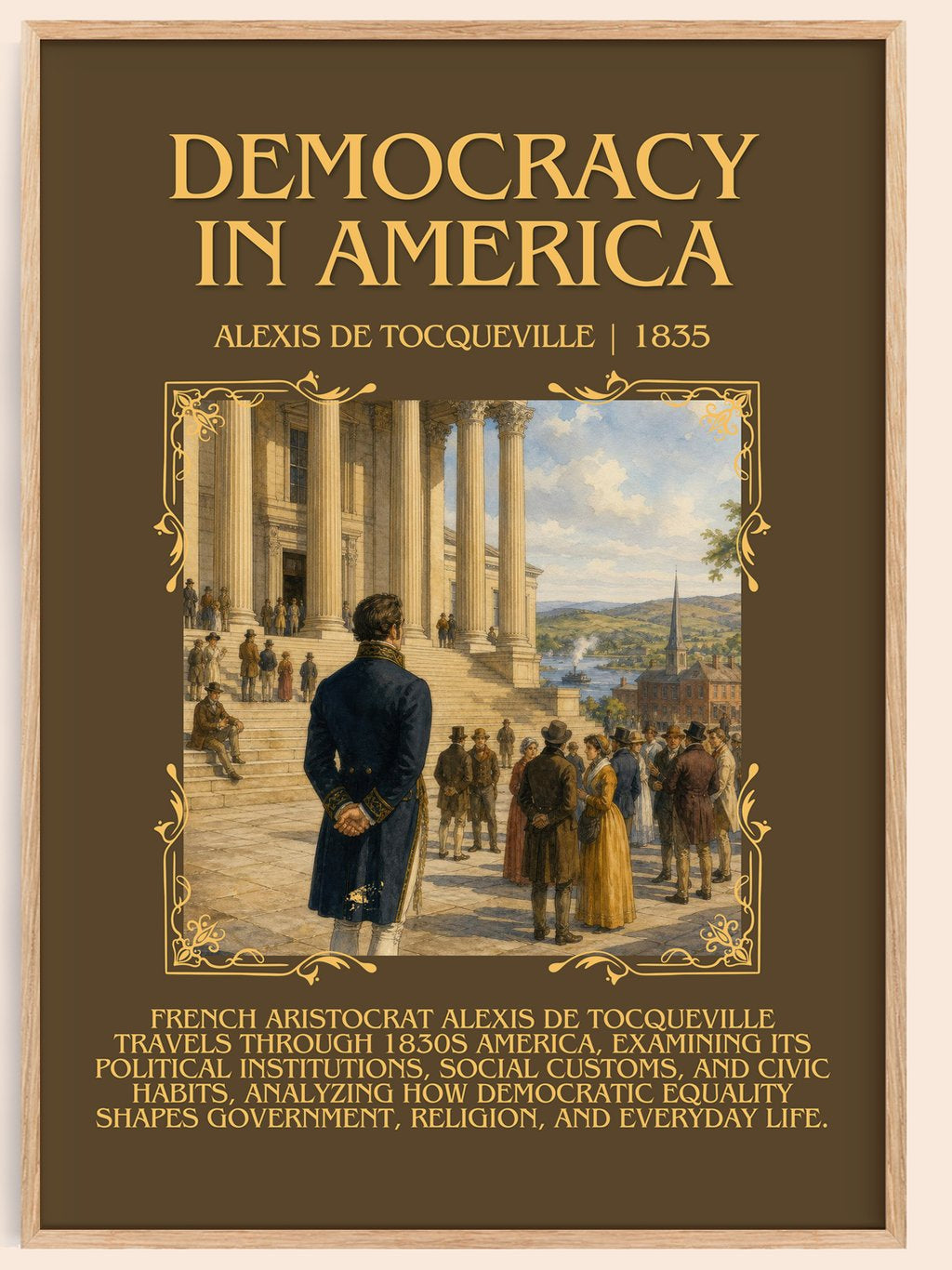 Democracy in America Minimalist Book Poster by Alexis de Tocqueville – book poster