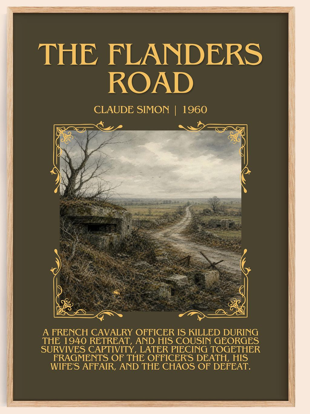 The Flanders Road Minimalist Book Poster by Claude Simon – book poster