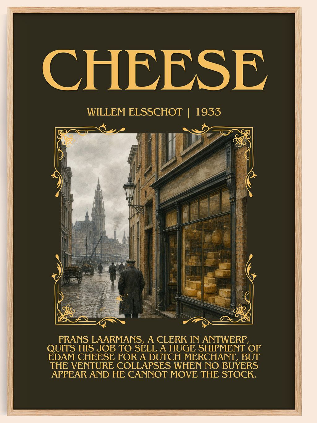 Cheese Minimalist Book Poster by Willem Elsschot – book poster