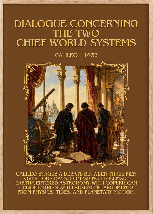 Dialogue Concerning the Two Chief World Systems Minimalist Book Poster by Galileo