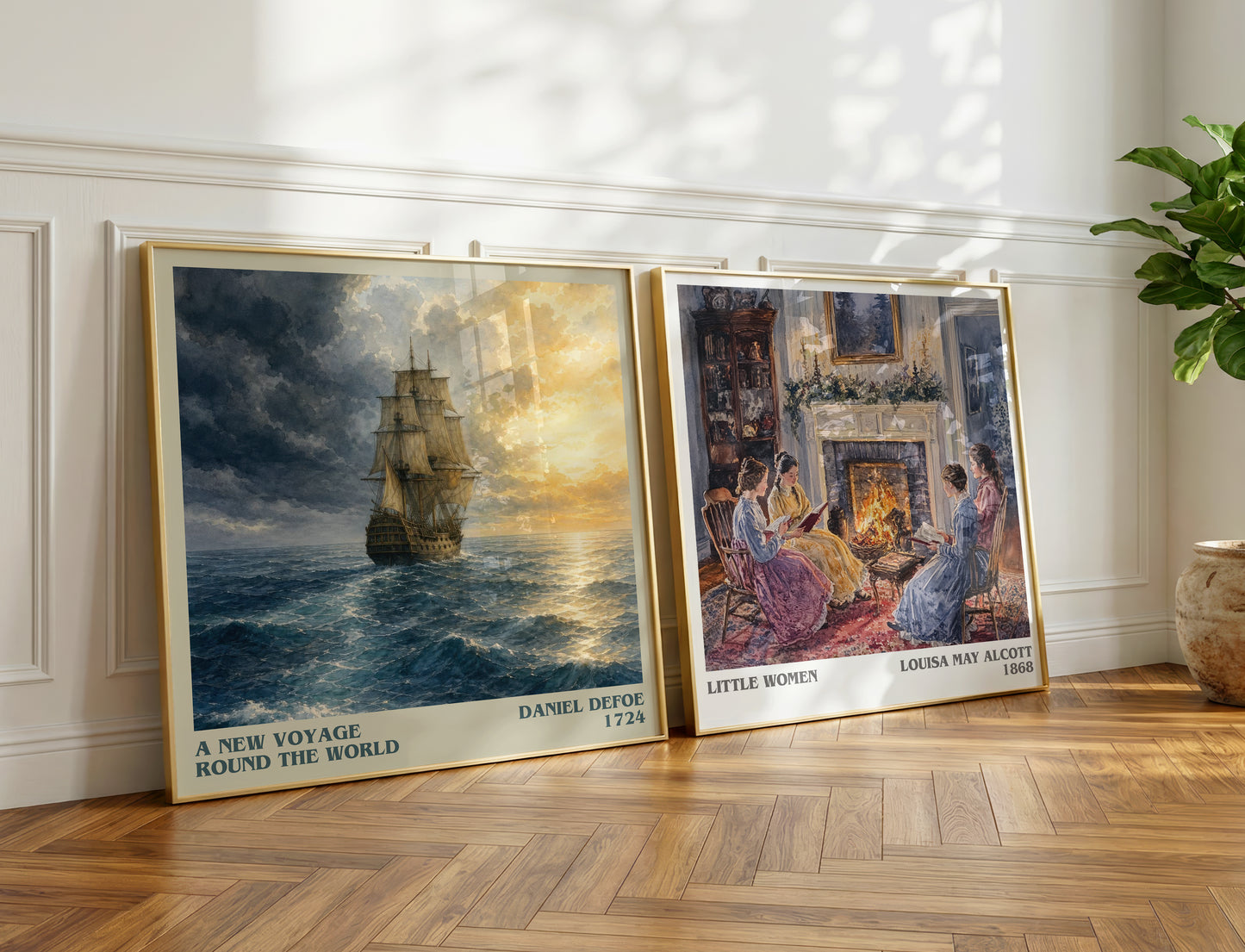 A New Voyage Round The World literary print on bookshelf – Daniel Defoe fan gift
