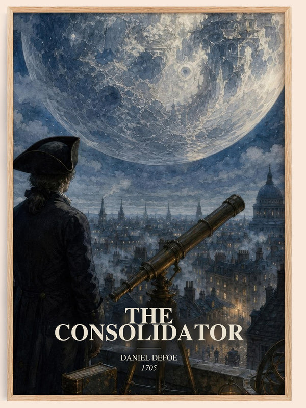 The Consolidator watercolour book poster by Daniel Defoe – framed literary art print