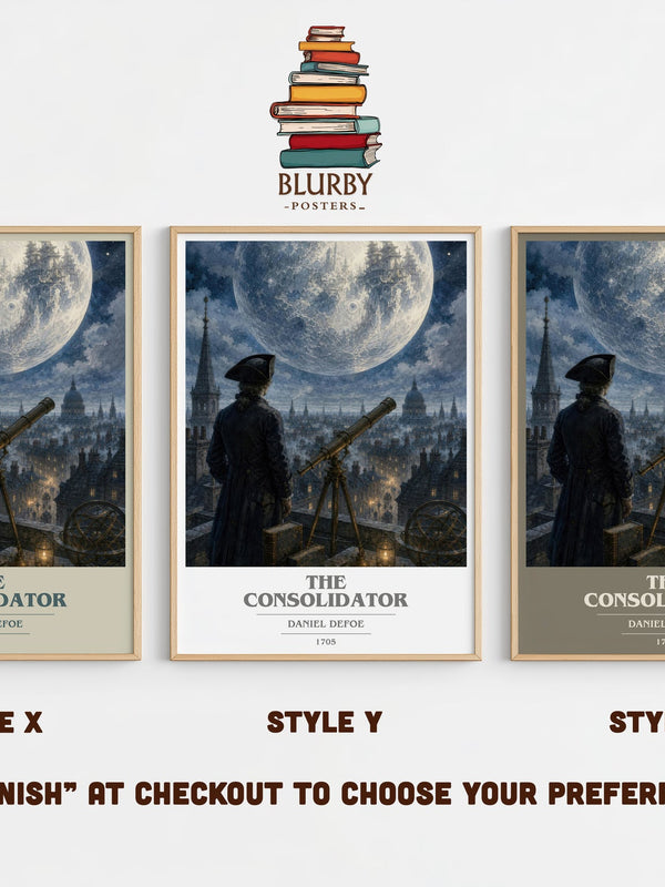 The Consolidator book cover print in frame leaning in hallway – sci fi wall art