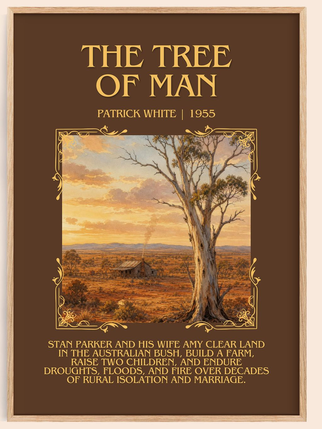 The Tree of Man Minimalist Book Poster by Patrick White – book poster