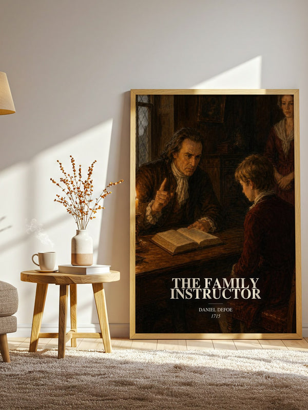 The Family Instructor watercolour print in frame leaning in hallway – non fiction wall art