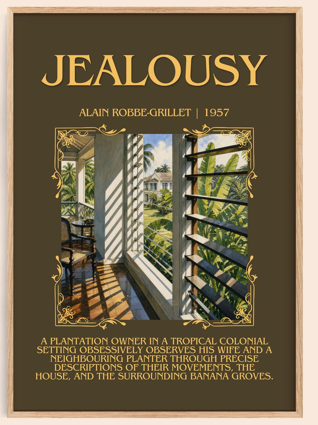 Jealousy Minimalist Book Poster by Alain Robbe-Grillet – book poster