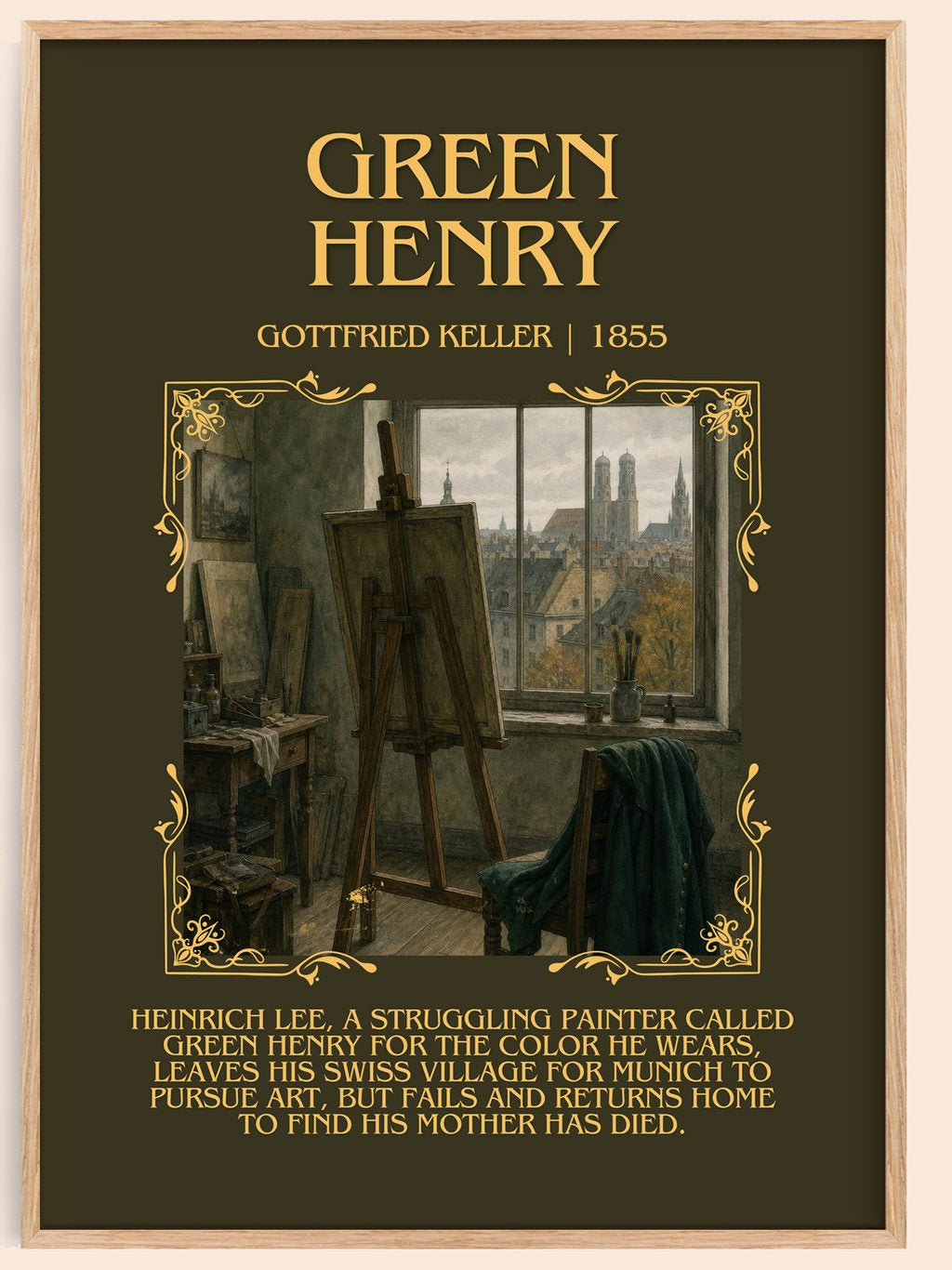 Green Henry Minimalist Book Poster by Gottfried Keller – book poster