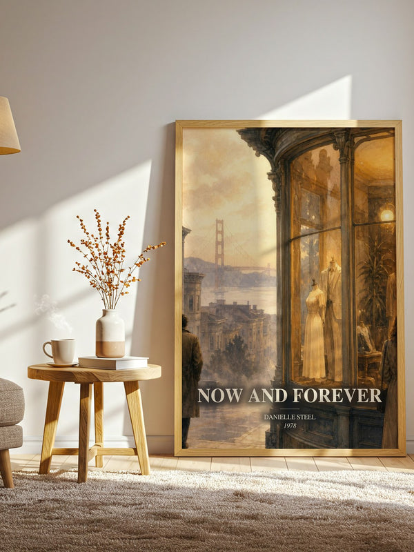 Now And Forever watercolour print in frame leaning in hallway – romance wall art