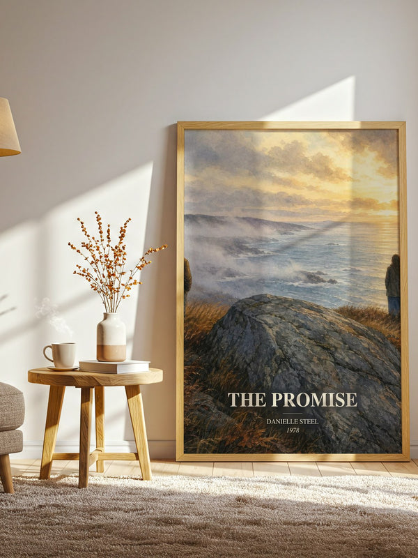 The Promise watercolour print in frame leaning in hallway – romance wall art